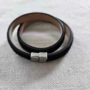Rustic Cuff Black Calf Hair Double Wrap Bracelet